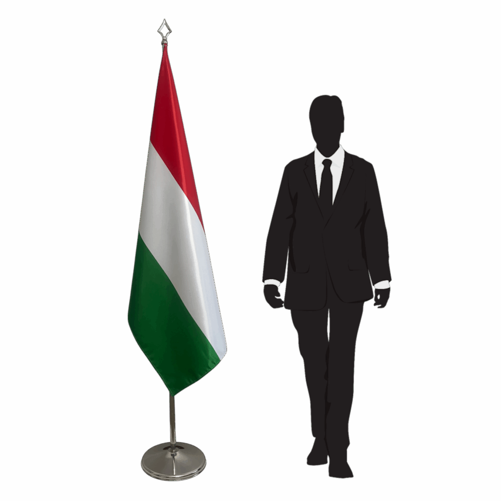 Bannière hongrie sur socle en marbre de cérémonie