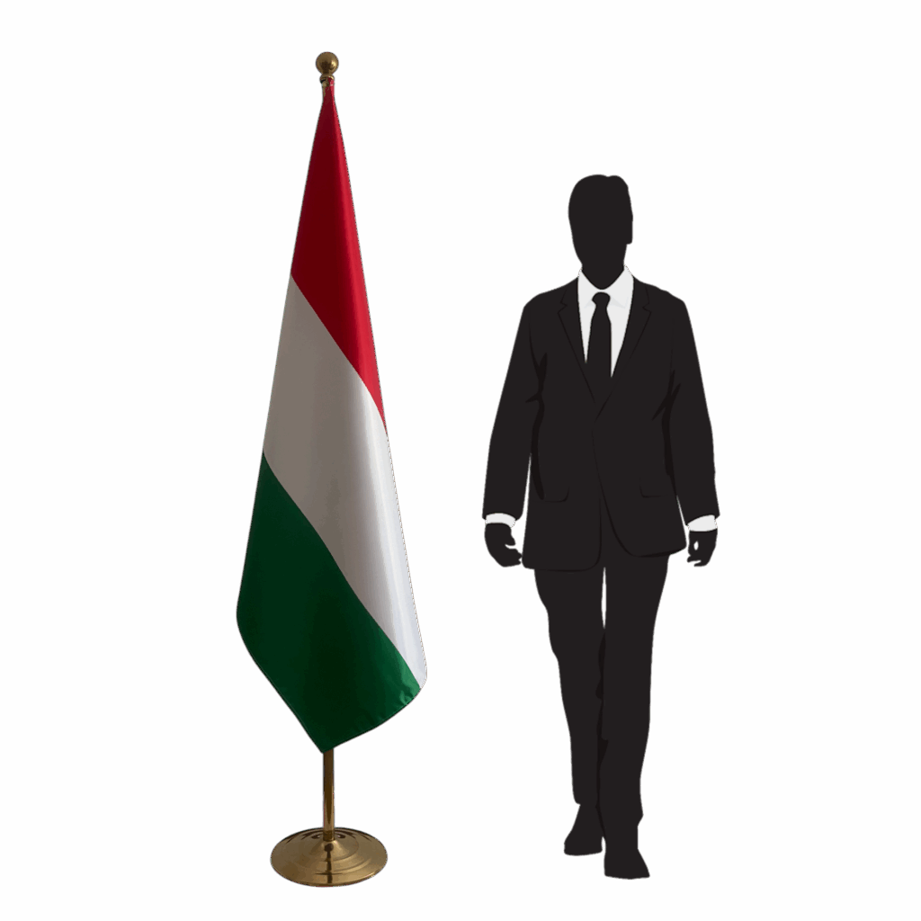 Bannière hongrie sur socle en marbre antidérapant