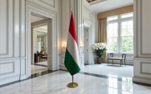 drapeau Hongrie avec pied