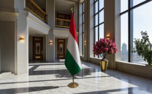 drapeau Hongrie avec pied