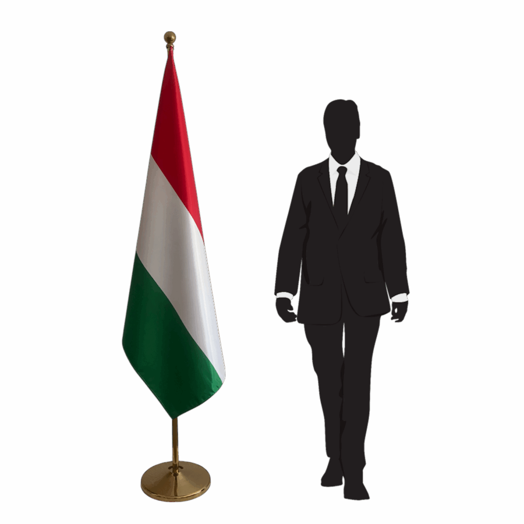 Drapeau hongrie sur socle en marbre stable