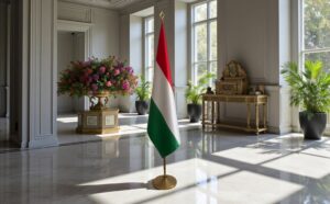 drapeau Hongrie avec support