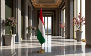 drapeau Hongrie avec support