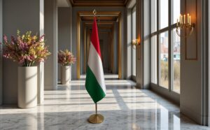 drapeau Hongrie avec support