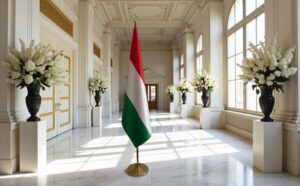 drapeau Hongrie avec pied