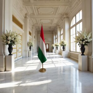 drapeau Hongrie avec pied