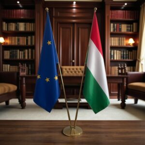 drapeau Hongrie avec support