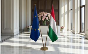 drapeau Hongrie avec support