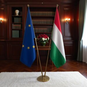 drapeau Hongrie avec support