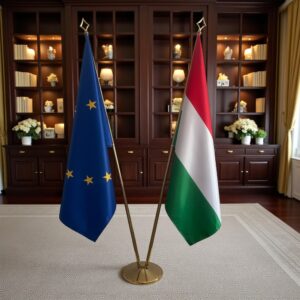 drapeau Hongrie avec support