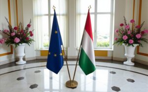 drapeau Hongrie avec support