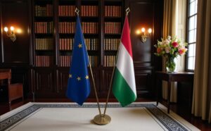 drapeau Hongrie avec support