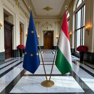 drapeau Hongrie avec support