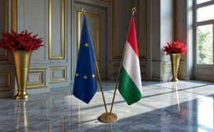 drapeau Hongrie avec support