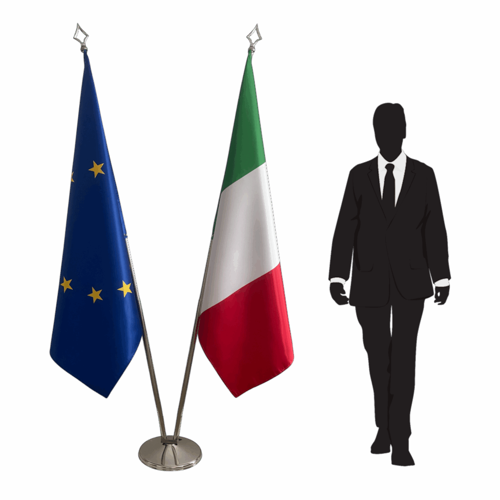 Drapeau italie sur socle en marbre élégant