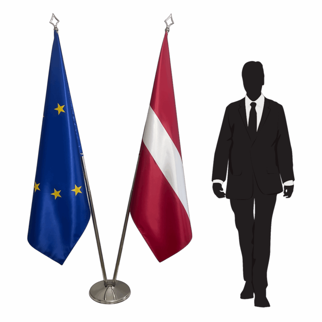 Drapeau lettonie sur socle en marbre élégant