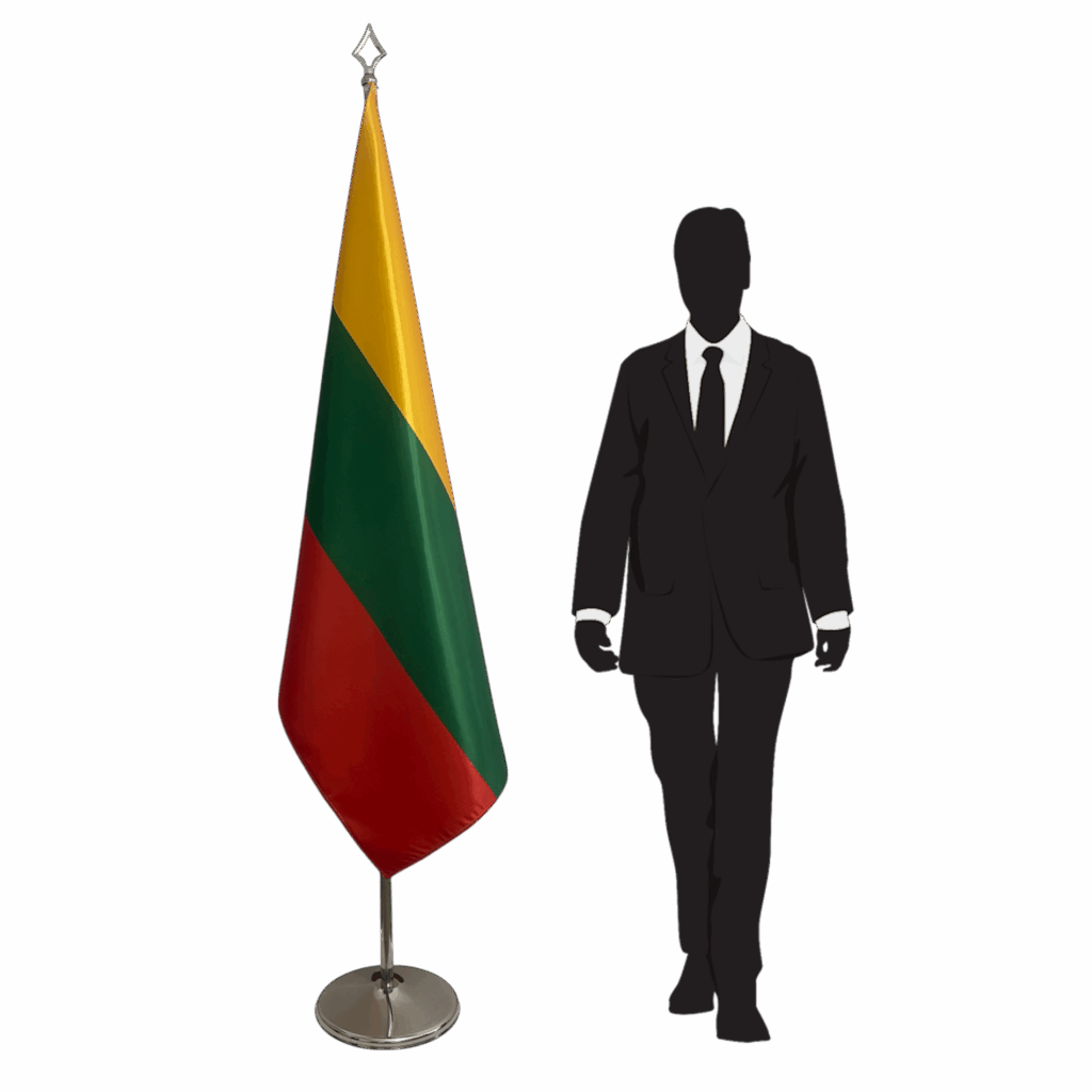 Bannière Lituanie sur socle en granit robuste