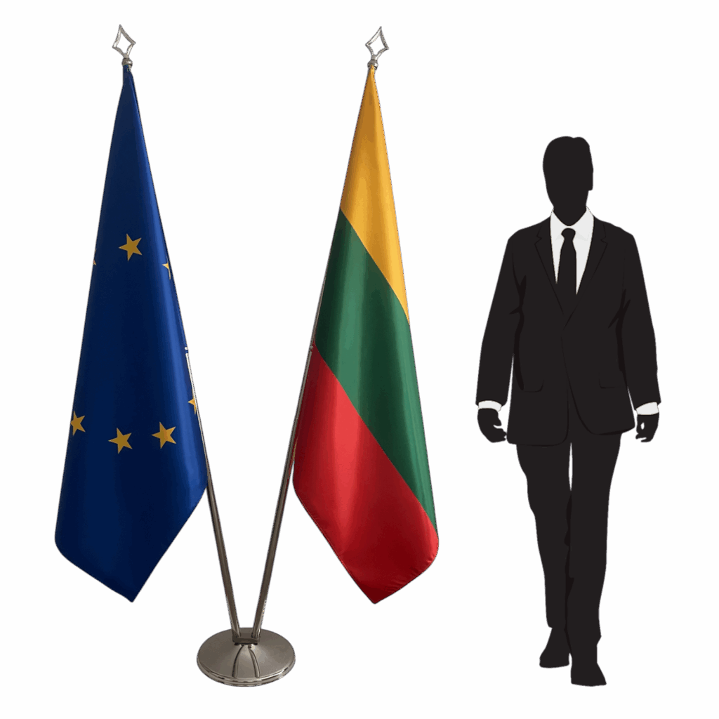 Drapeau Lituanie sur socle en granit haut de gamme