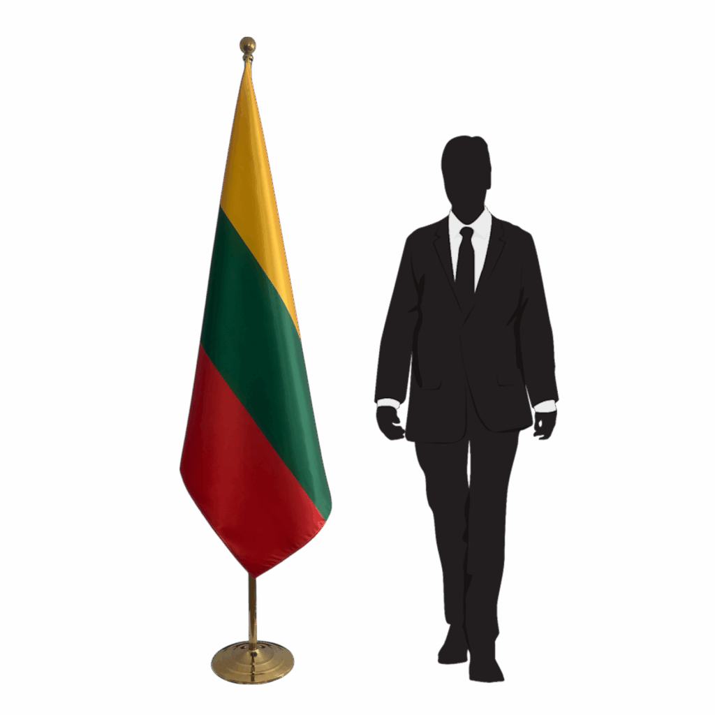 Bannière Lituanie sur socle en granit de protocole