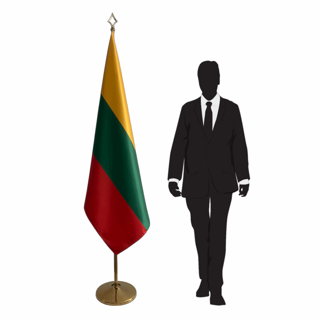 Bannière Lituanie sur socle en granit élégant