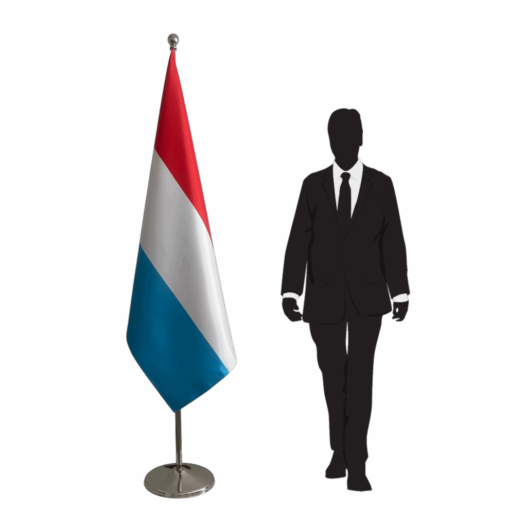 Drapeau Luxembourg avec socle en inox officiel