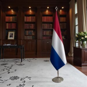 Bannière Pays-Bas sur socle en bois officiel