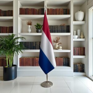 Drapeau Pays-Bas sur socle en bois design