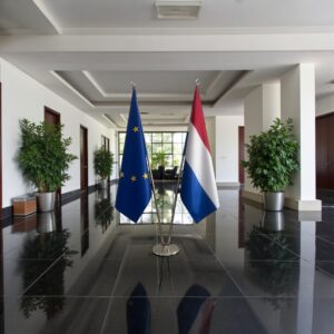 drapeau Pays-Bas et UE sur pied