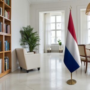 Drapeau Pays-Bas sur socle en marbre élégant