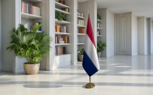 pied socle drapeau Pays-Bas avec Pays-Bas avec socle en aluminium moderne