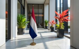 drapeau Pays-Bas avec socle