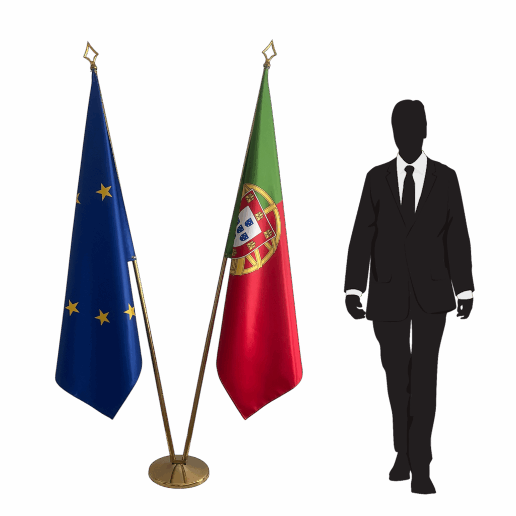 Drapeau portugal sur socle en marbre professionnel