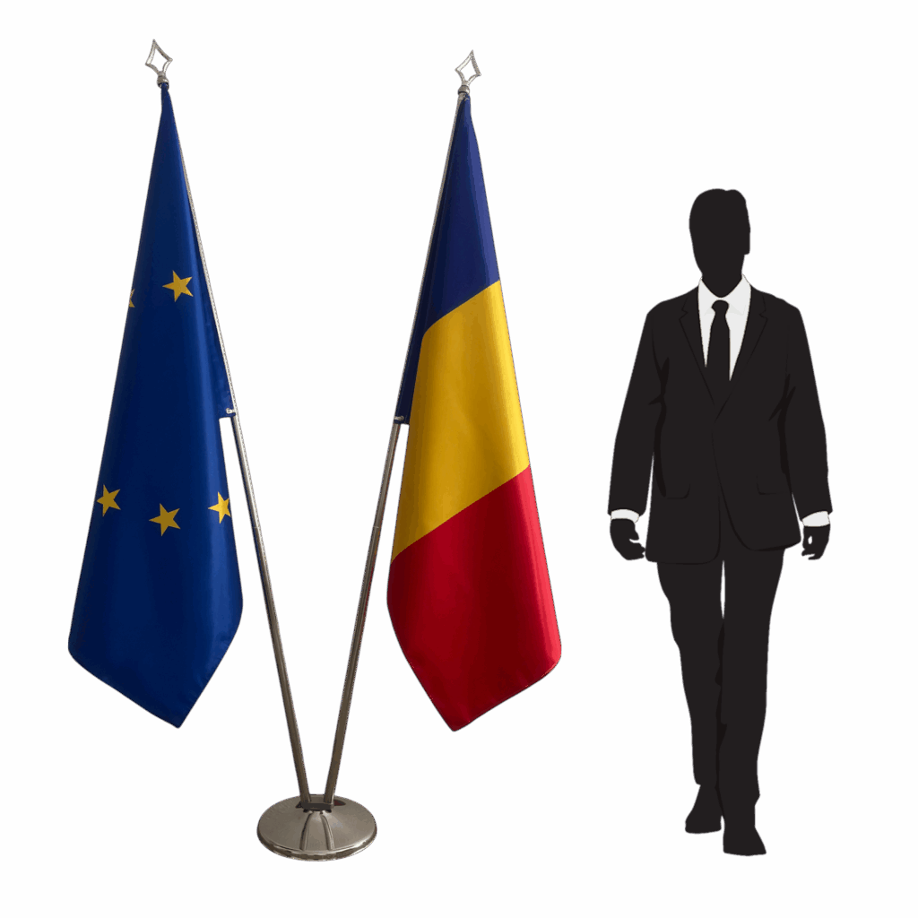 drapeau roumanie sur hampe