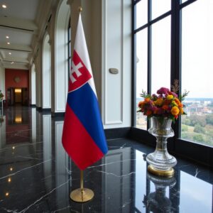 drapeau Slovaquie avec socle