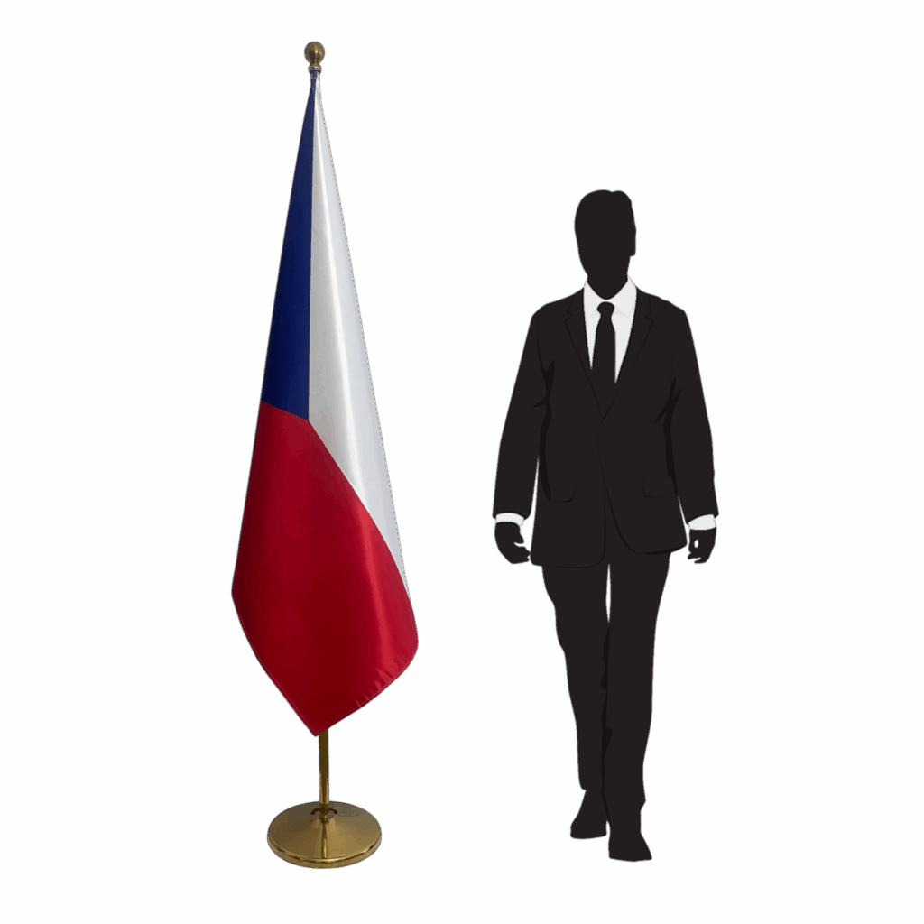 Drapeau tchèque sur socle en marbre stable