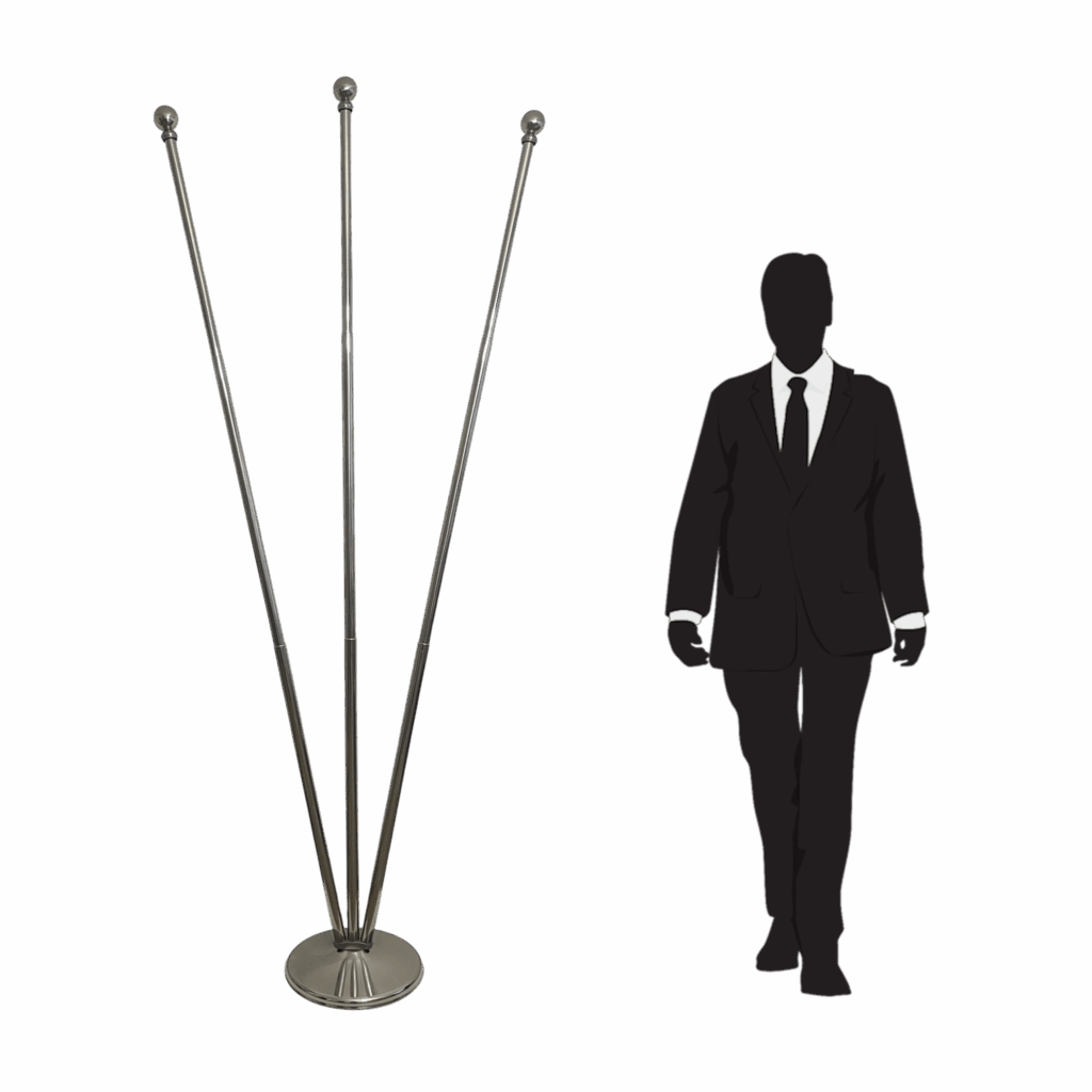 base pied drapeau en inox noire