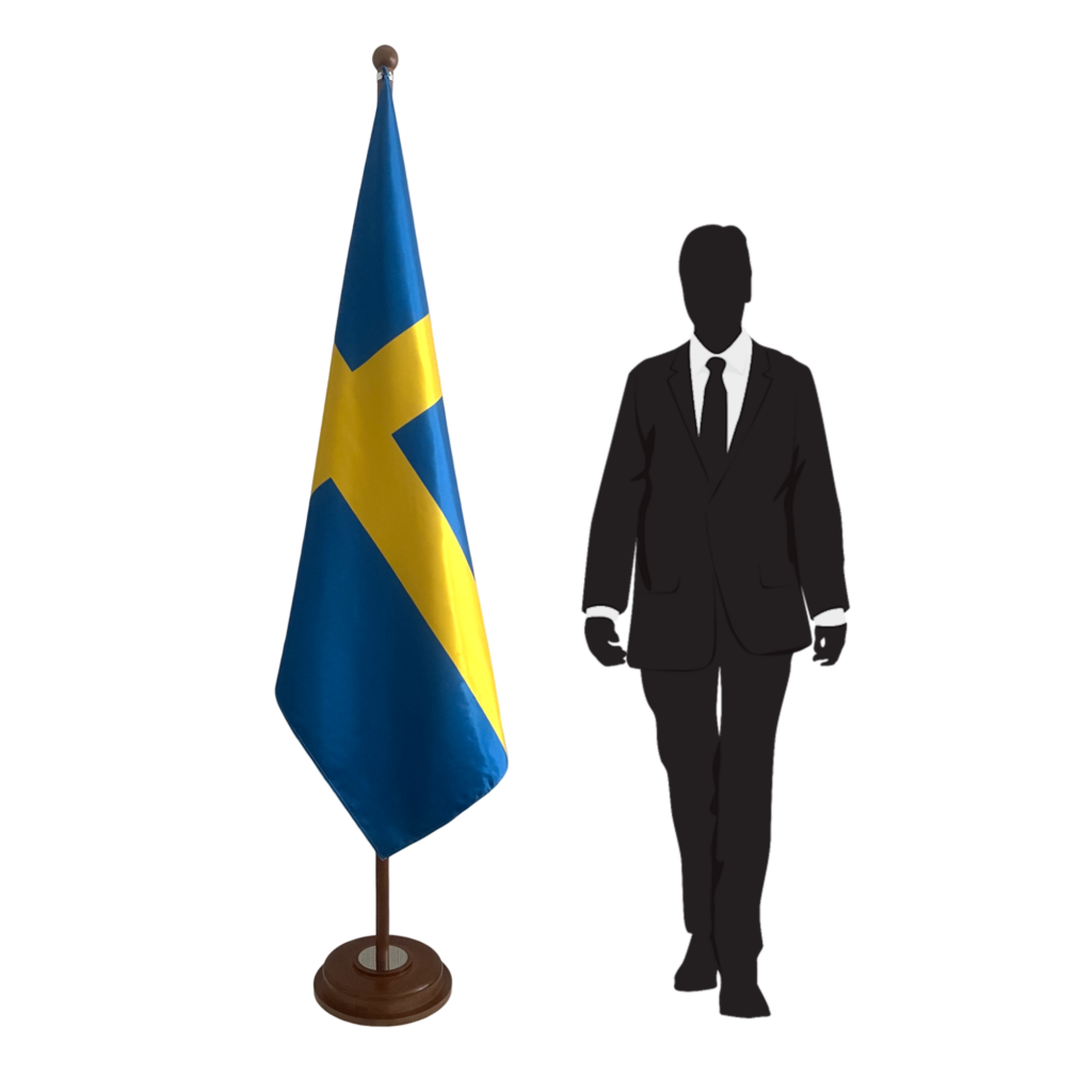 base drapeau Suède en inox raffiné