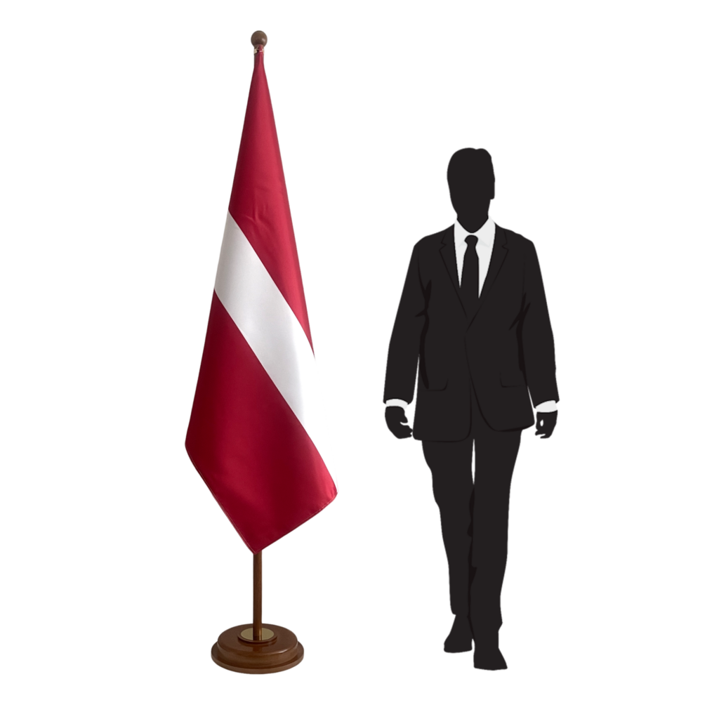 base drapeau lettonie argenté de bureau