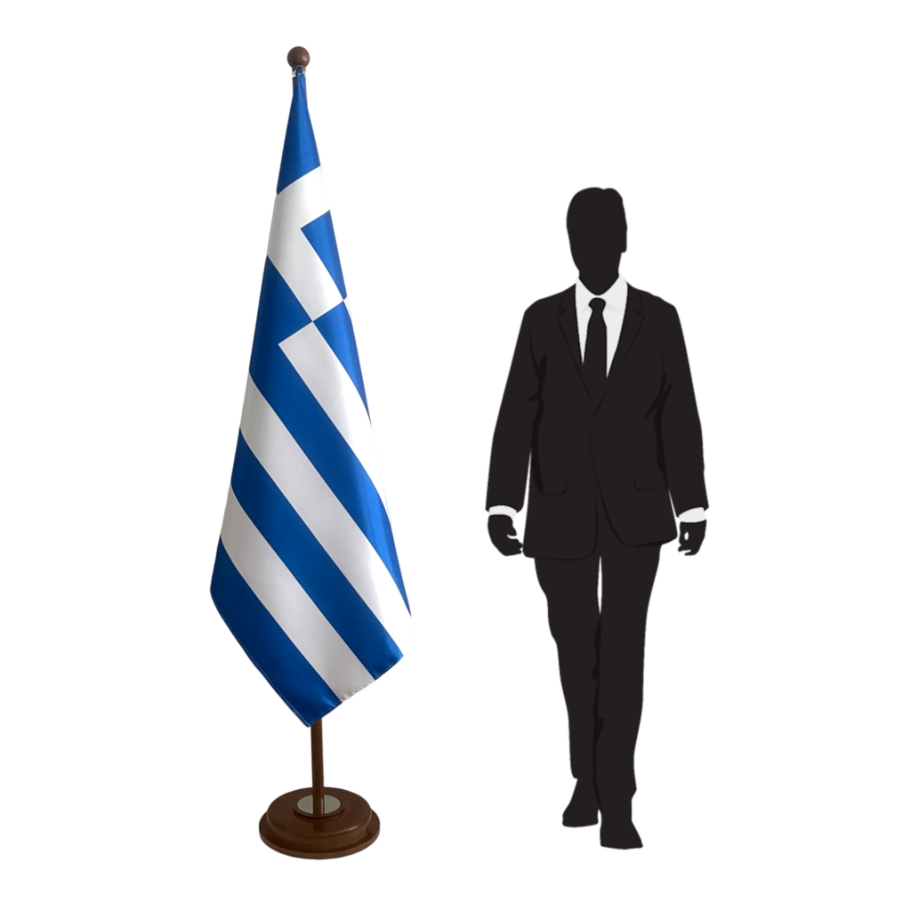 base drapeau Grèce en inox haut de gamme