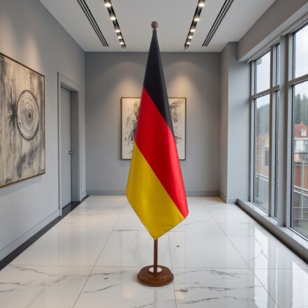 socle porte-drapeau allemagne en acier classique