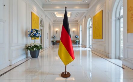 socle porte-drapeau allemagne en acier design