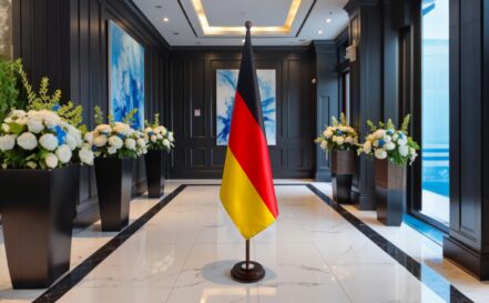 socle drapeau allemagne argenté de prestige