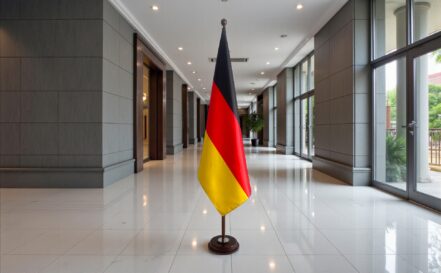 socle drapeau allemagne argenté professionnel