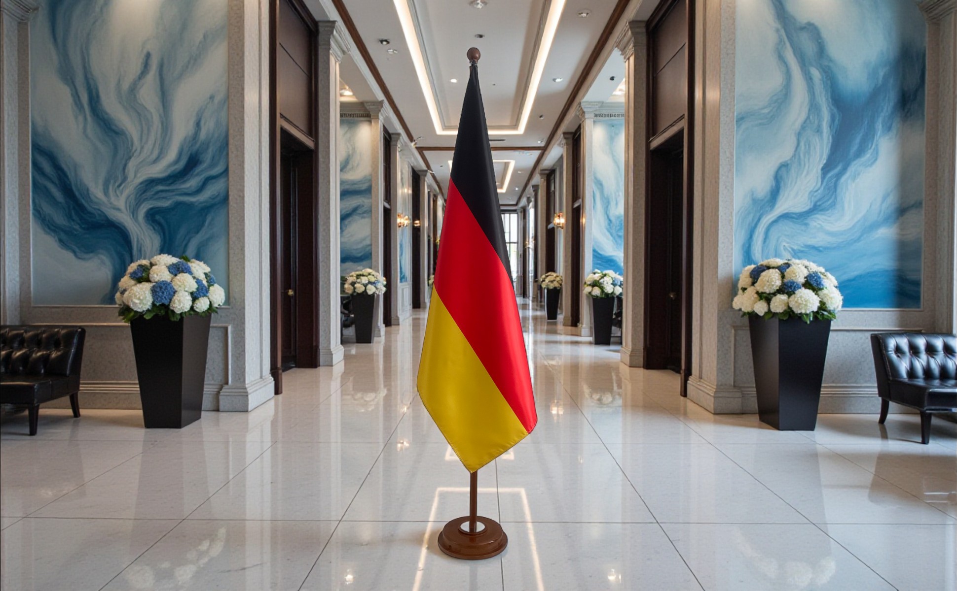 socle porte-drapeau allemagne en acier de qualité