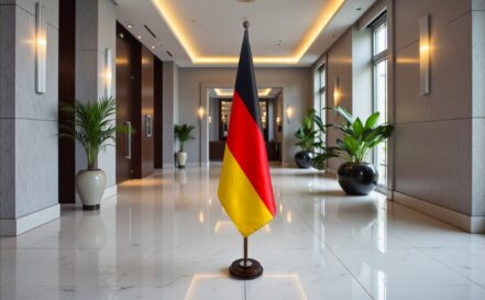 socle drapeau allemagne doré diplomatique