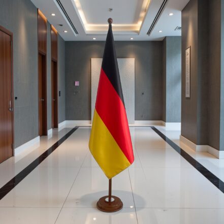 socle porte-drapeau allemagne en acier représentatif