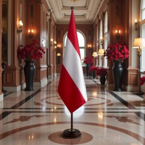 socle drapeau autriche en marbre blanc haut de gamme