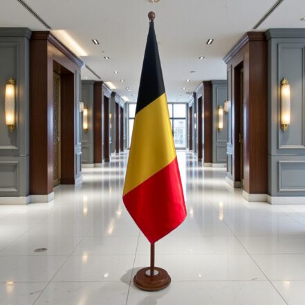 socle porte-drapeau belgique argenté antidérapant