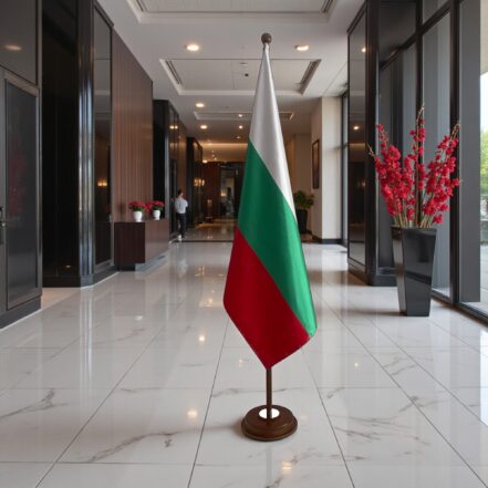 socle porte-drapeau bulgarie argenté professionnel
