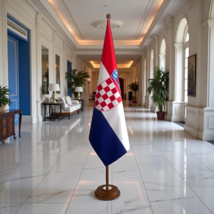 socle porte-drapeau croatie doré institutionnel